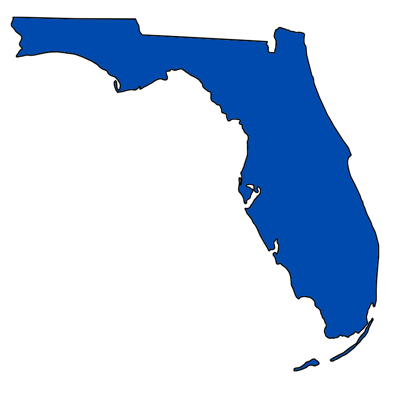 Florida map, where Responder Restoration can help you with experts in damage restoration.